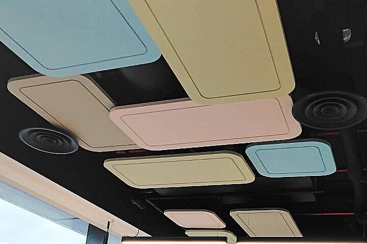Feature ceiling design using rectangular DecraCloud acoustic panels