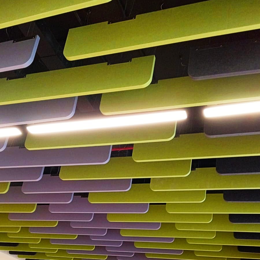 DecraBaffle polyester baffles in educational facility