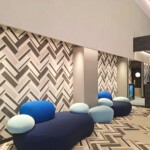 Custom art print on polyester acoustic panel in corporate interior